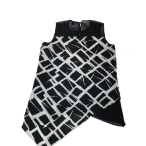 LAST CHANCE!! Zac & Rachel Black White Asymmetrical Sleeveless Top Small - Picture 2 of 7